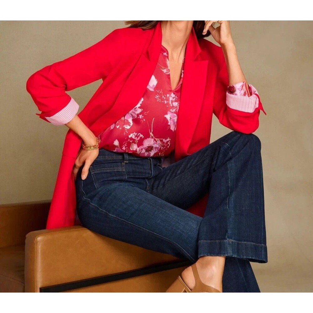 Talbots Relaxed 90s Blazer Size 2 Red Pepper Linen Cotton NWT Workwear Jacket